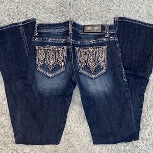 Dark Wash Grace in LA Silver Stud Boot Cut Jeans